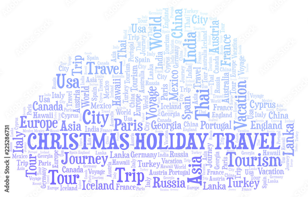 Obraz premium Christmas Holiday Travel word cloud.