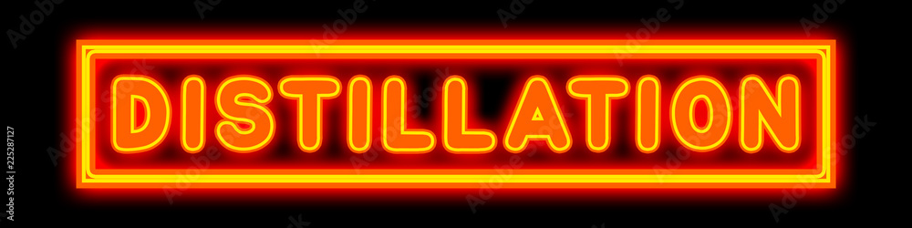 Distillation - glowing text on black background Distillation - glowing text on black background