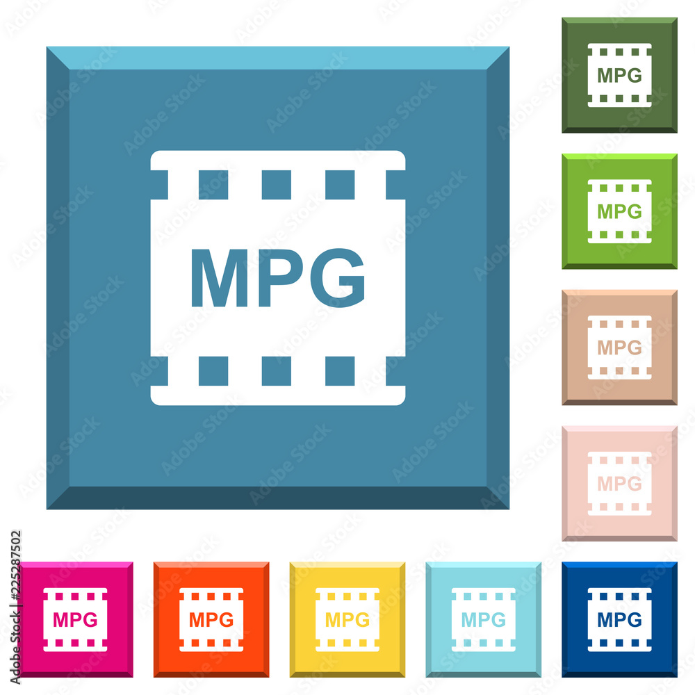 MPG movie format white icons on edged square buttons MPG movie format white icons on edged square buttons