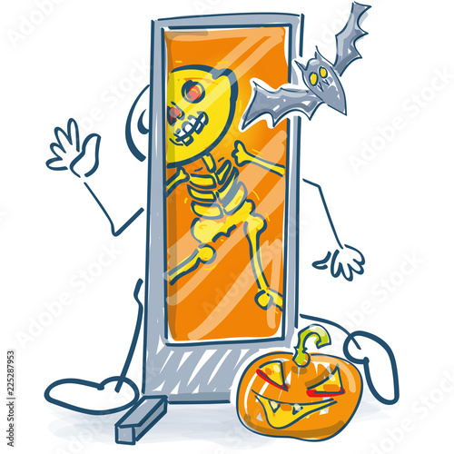 Strichmännchen wird durchleuchtet bei Halloween