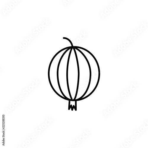 Black & white vector illustration of gooseberry. Line icon of fresh berry. Vegan & vegetarian food. Health eating ingredient. Isolated object