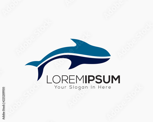Abstract modern blue fish logo