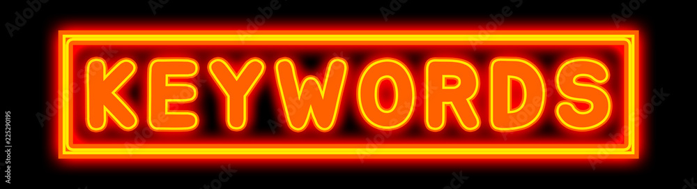 Keywords - glowing text on black background Keywords - glowing text on black background