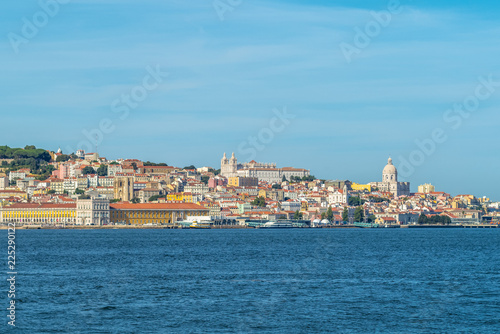 skyline of lisbon by the tagus river in portugal