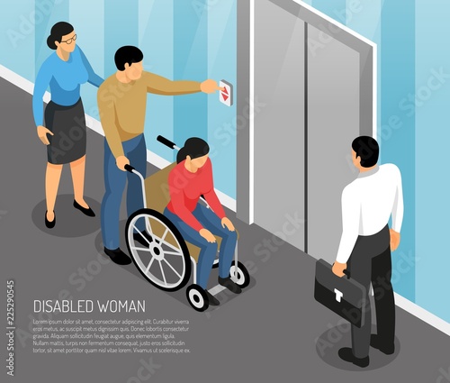 Disabled Woman Isometric Illustration