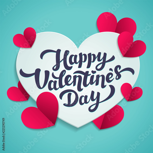 Valentine s Day greeting card. 14th of february. Happy Valentines Day Letteri...
