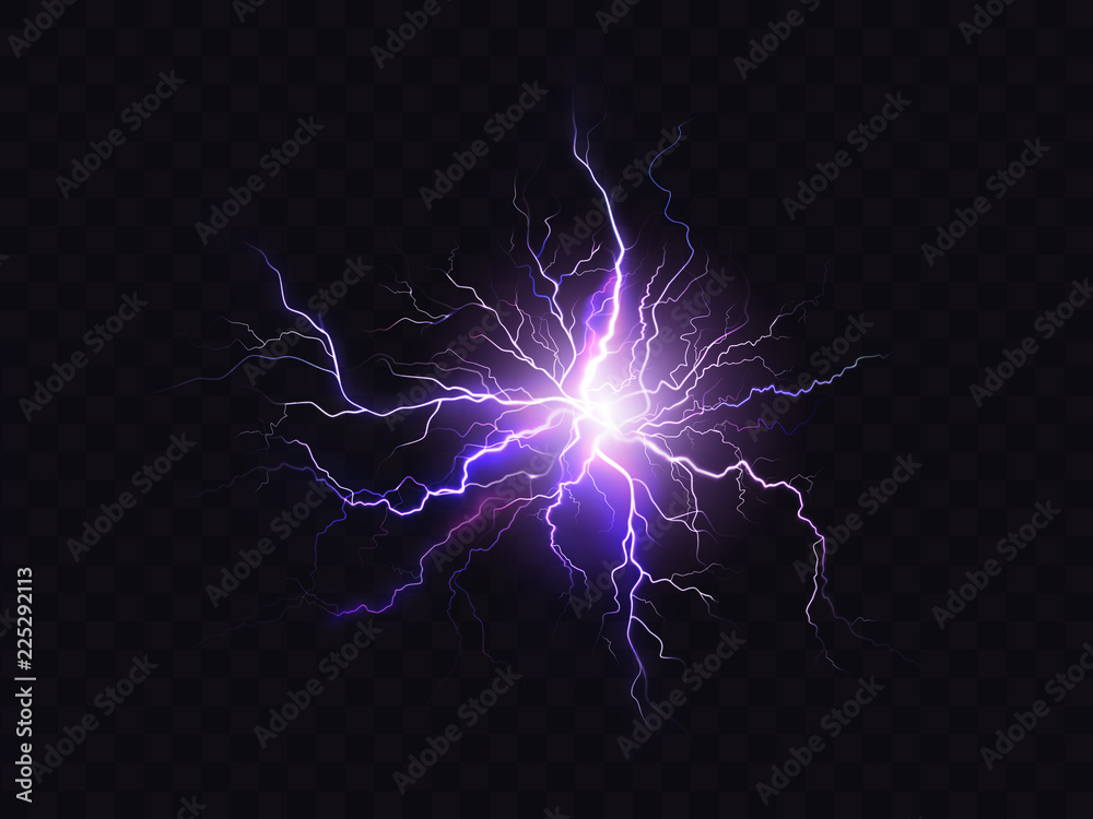 Vector shining purple lighting isolated on dark background. Illuminated violet electrical discharge, neon effect. Digital effect of glowing, design decoration. Sparkle, fluorescence.