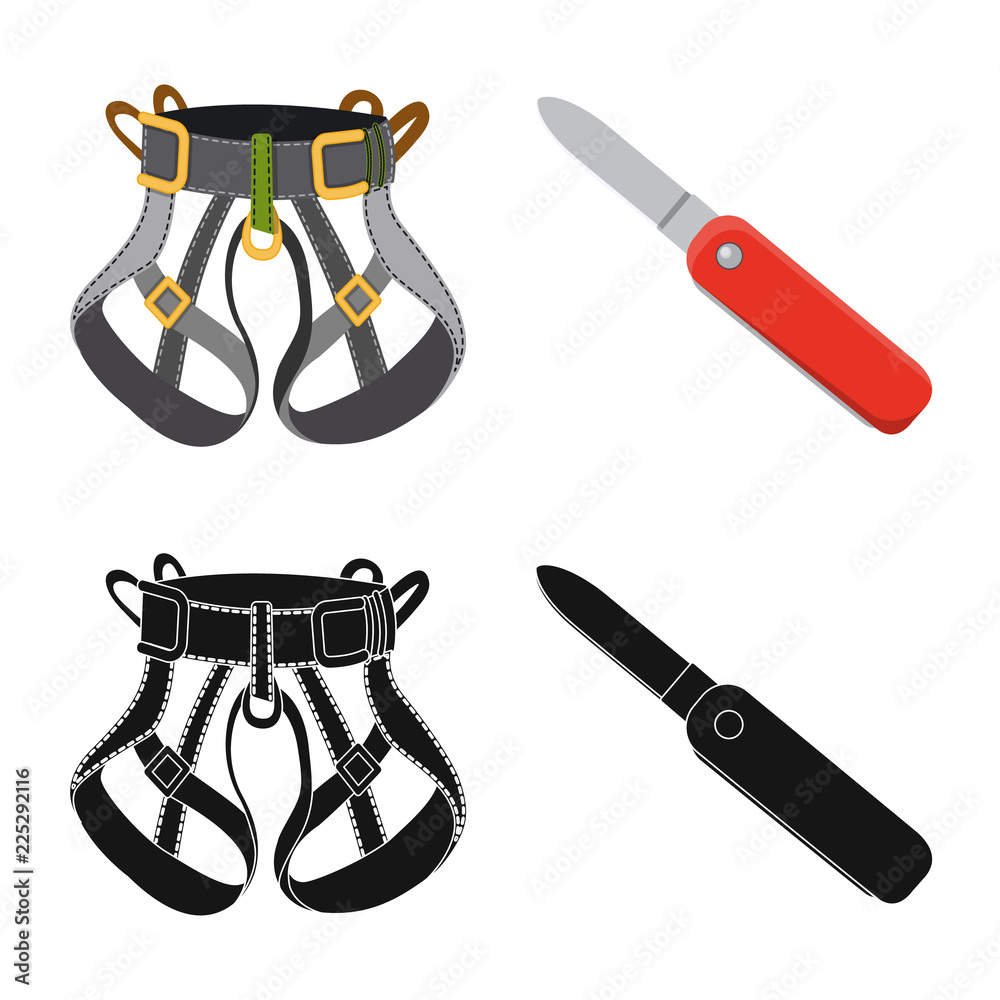 Isolated object of mountaineering and peak logo. Collection of mountaineering and camp stock symbol for web. Isolated object of mountaineering and peak logo. Collection of mountaineering and camp stock symbol for web.