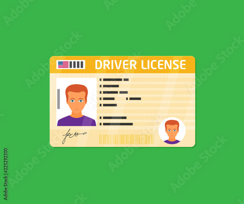 Car driver license identification with photo isolated