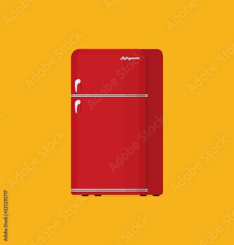 Flat vector old refrigerator isolated on background