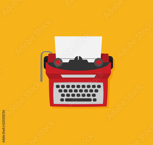 Retro typewriter vector illustration in flat style