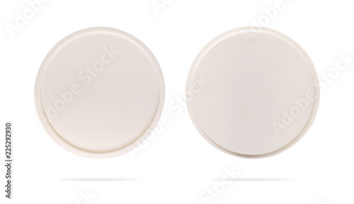 Coaster on isolated background with clipping path. Plastic plate for protection your mug or cup.
