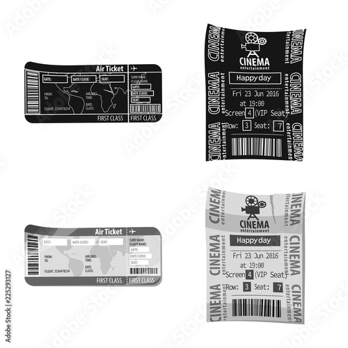 Isolated object of ticket and admission symbol. Set of ticket and event stock vector illustration.