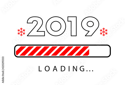 Loading 2019 New Year creative poster with progress bar.