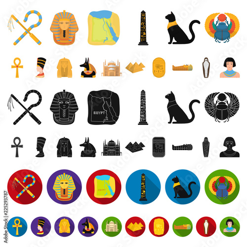 Ancient Egypt cartoon icons in set collection for design. The reign of Pharaoh vector symbol stock web illustration.