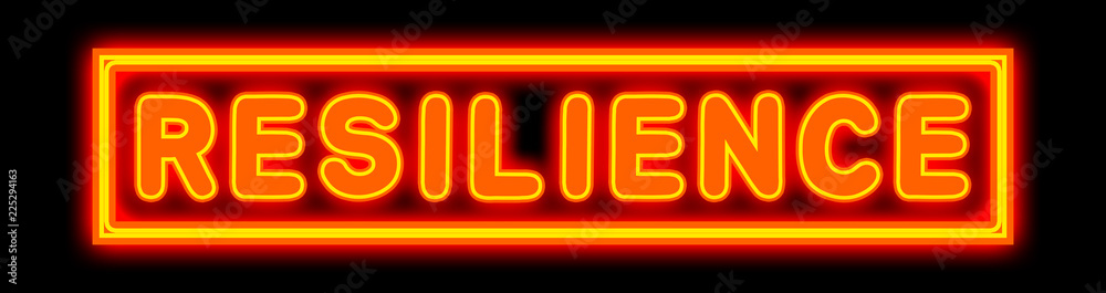 Resilience - glowing text on black background Resilience - glowing text on black background