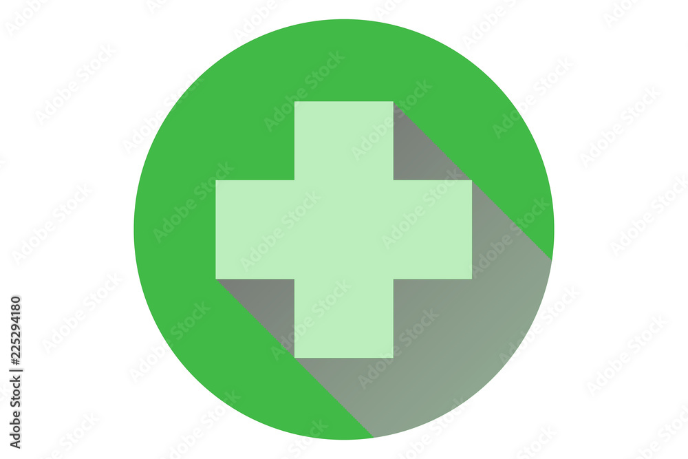 Icono verde de cruz de una farmacia.