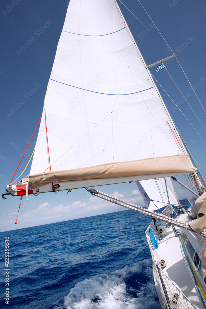 Fototapeta premium Sail boat sailing in the Mediterranean sea