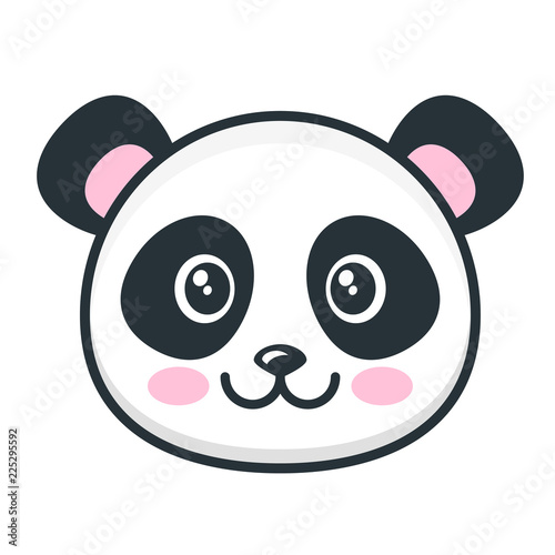 Cute panda face isolated on white background