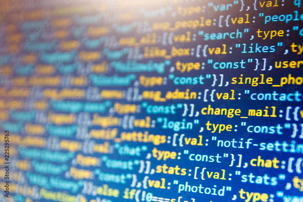 Website codes on computer monitor. CSS, JavaScript and HTML usage ...
