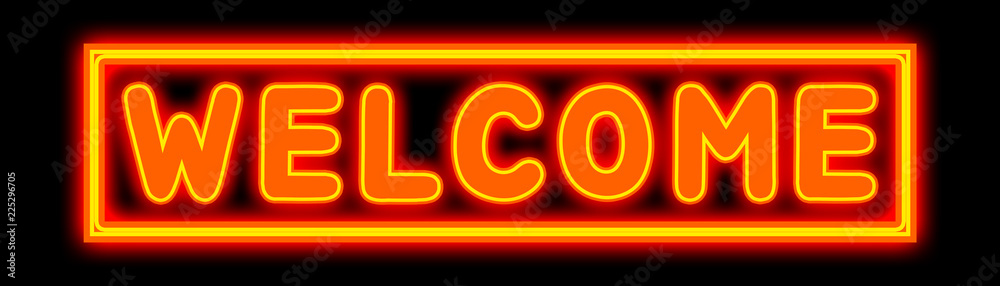 Welcome - glowing text on black background Welcome - glowing text on black background