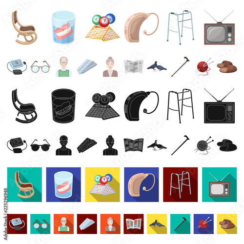 Human old age cartoon icons in set collection for design. Pensioner, period of life vector symbol stock web illustration.