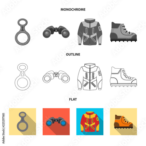 Vector illustration of mountaineering and peak icon. Collection of mountaineering and camp stock vector illustration.