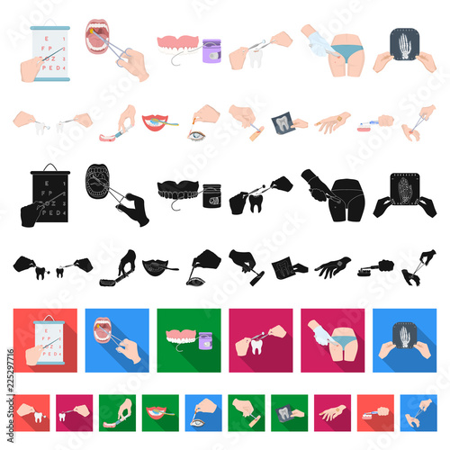 Manipulation by hands cartoon icons in set collection for design. Hand movement in medicine vector symbol stock web illustration.