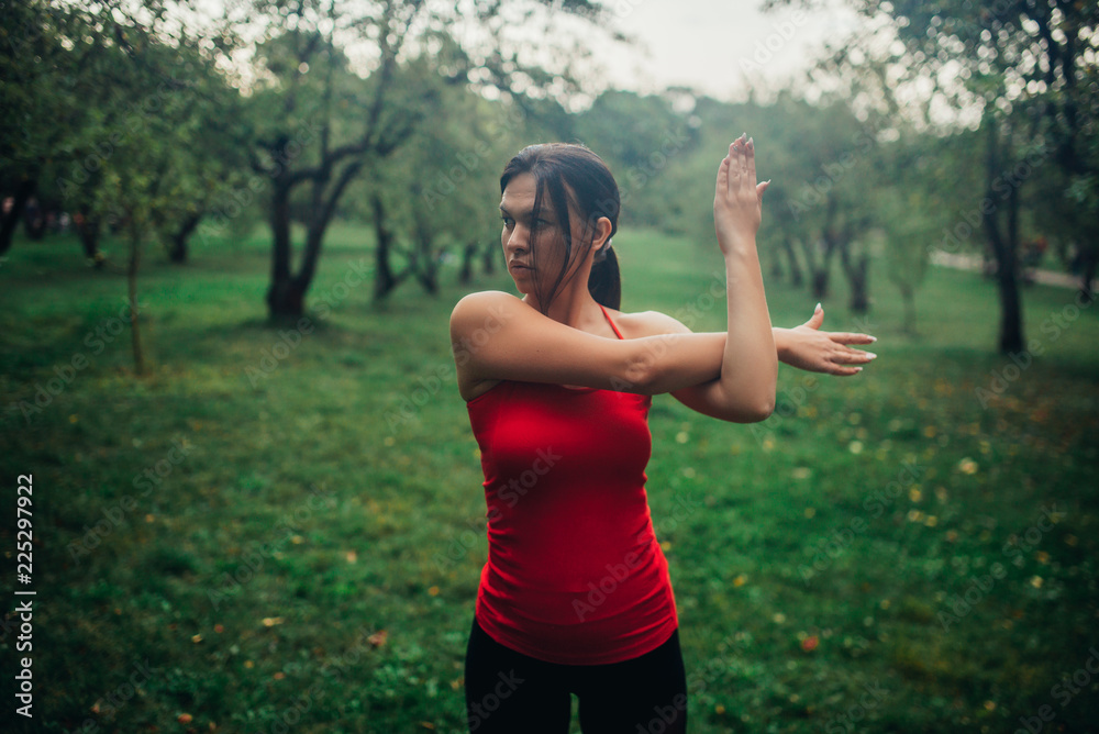 Morning exercises on the street