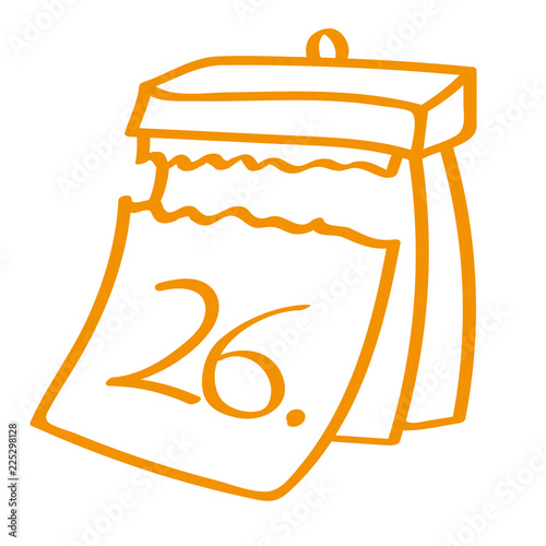 Handgezeichneter Kalender - Tag 26 in orange
