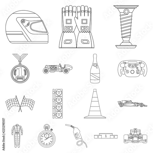 Isolated object of car and rally symbol. Set of car and race vector icon for stock.