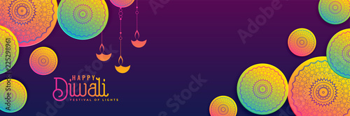 creative diwali banner background in vibrant colors