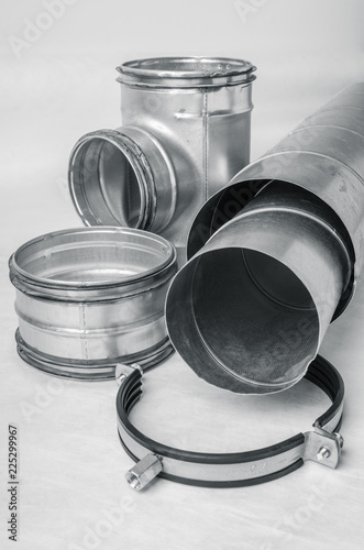 Ventilation system items on white background