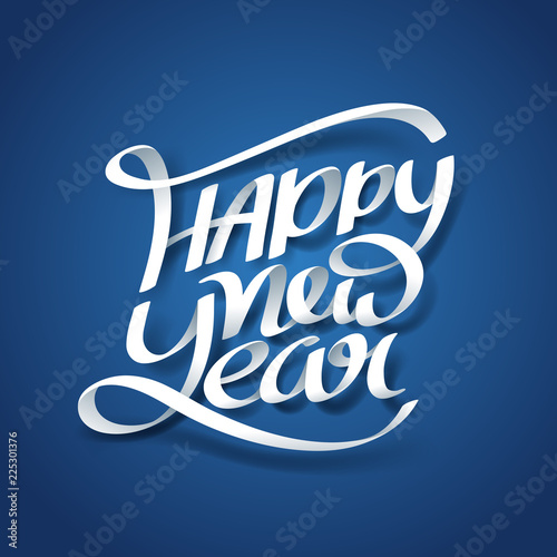 Paper art of HAPPY NEW YEAR calligraphy hand lettering