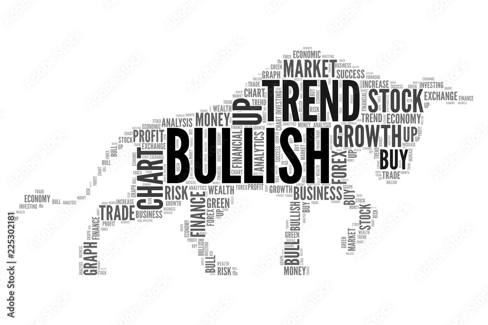 Stock market words to be bull symbol as a Bullish trend
