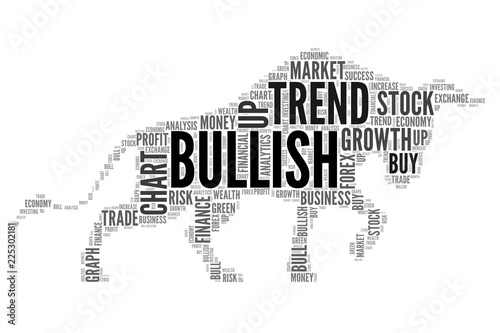 Obraz na płótnie Stock market words to be bull symbol as a Bullish trend w salonie
