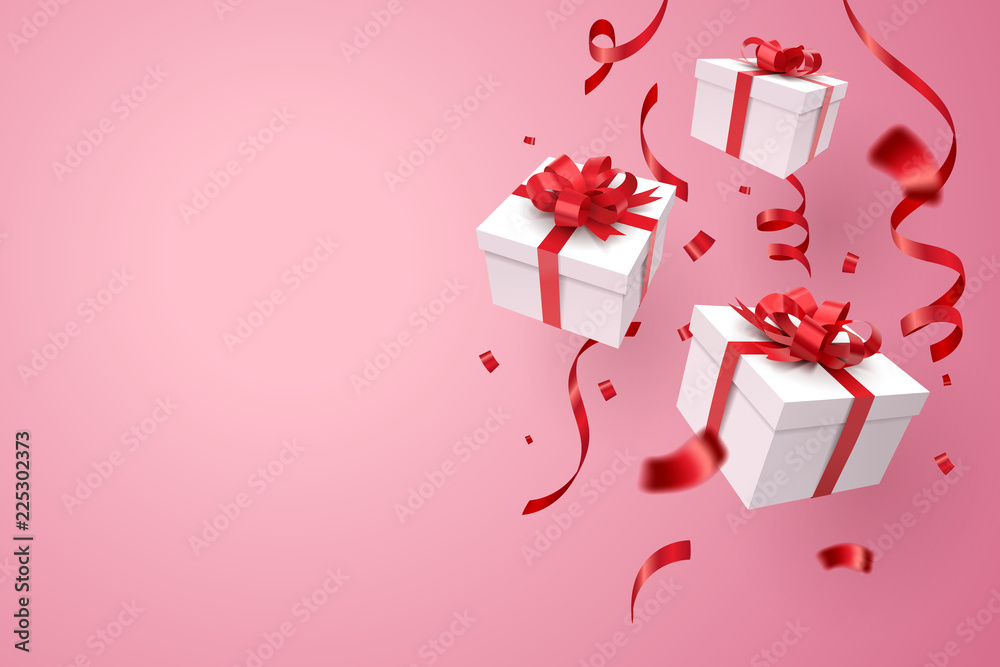 Falling gift box, Valentine's day celebrate