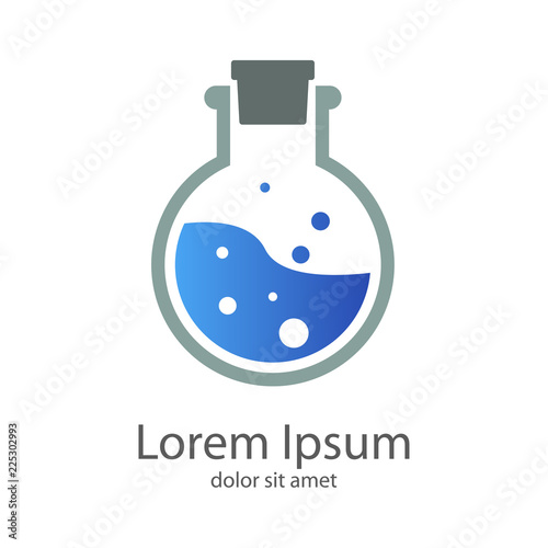 Logotipo probeta circular con liquido azul