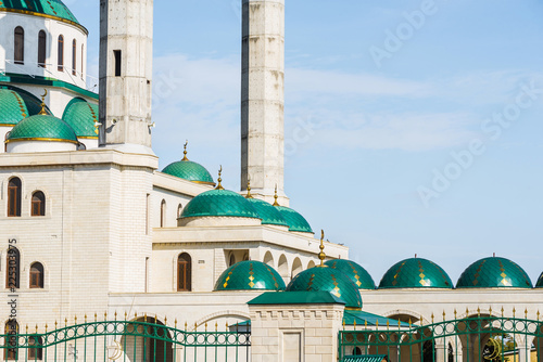 The cathedral mosque at sunny day in Cherkessk, Karachay-Cherkessia, Russia. details of the architectural ensemble. photo