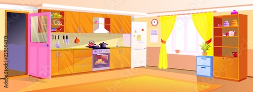 Kitchen interior background with furniture.Design of modern kitchen