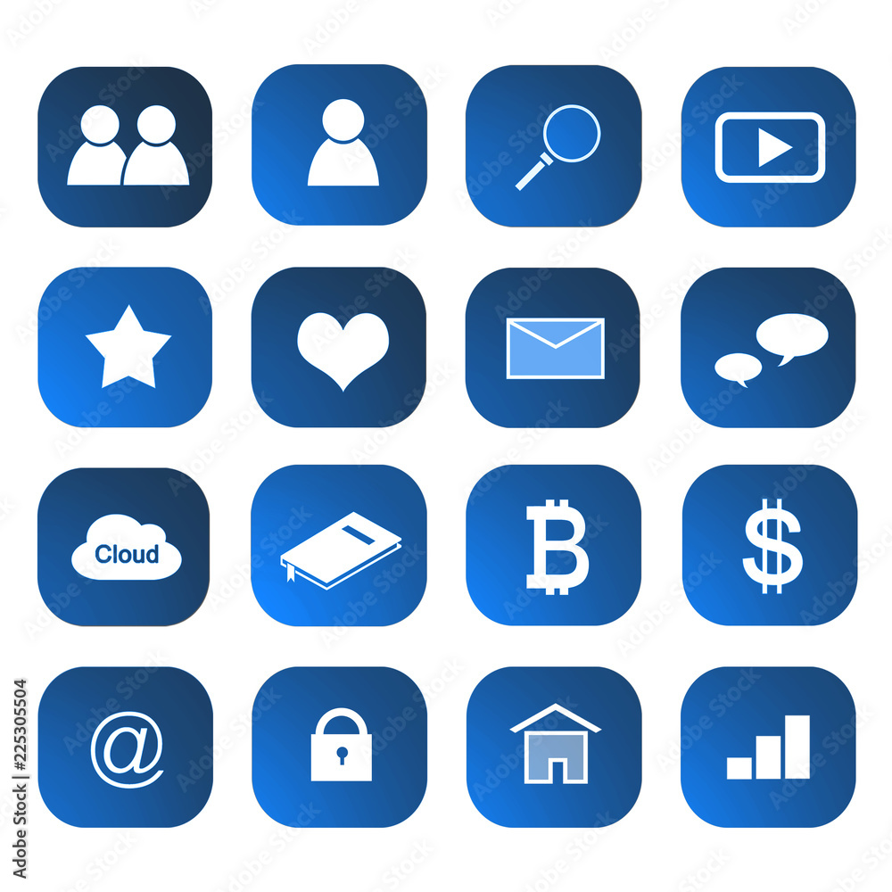 Blue social media icons, isolated on white background Blue social media icons, isolated on white background