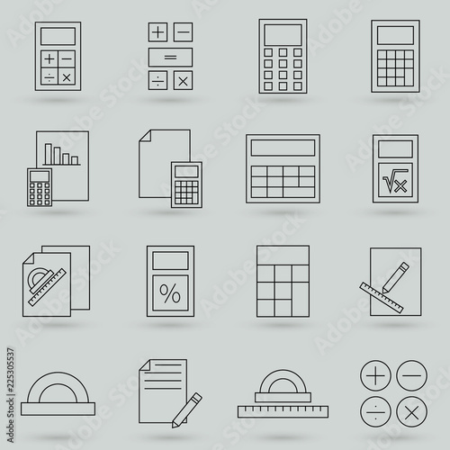 Simple Set of Calculation Related Vector Line Icons. Thin line vector icons for website design and development, app development