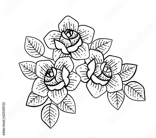 Tattoo Rose flower. Vector illustration art Isolated vector