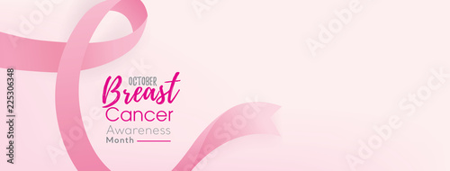 Photo Breast cancer awareness campaign banner background with pink ribbon