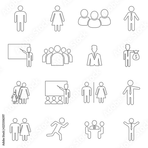 People line icon set. Thin line vector icons for website design and development, app development. Flat vector illustration