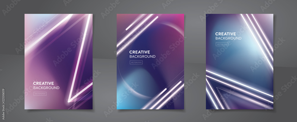Set of abstract creative design cyberpunk neon color backgrounds