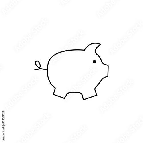 Piggy Bank. Fully scalable vector icon in outline style. Thin line can be used for web and mobile. Trendy flat ui sign design, graphic pictogram.