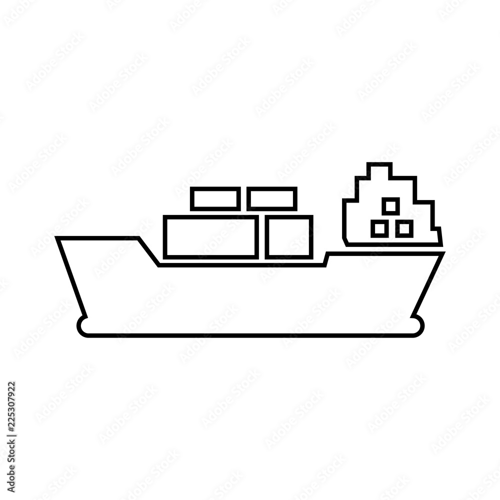 Cargo ship icon. Outline illustration of cargo ship vector icon logo isolated on white background. Thin line illustration for any web design Cargo ship icon. Outline illustration of cargo ship vector icon logo isolated on white background. Thin line illustration for any web design