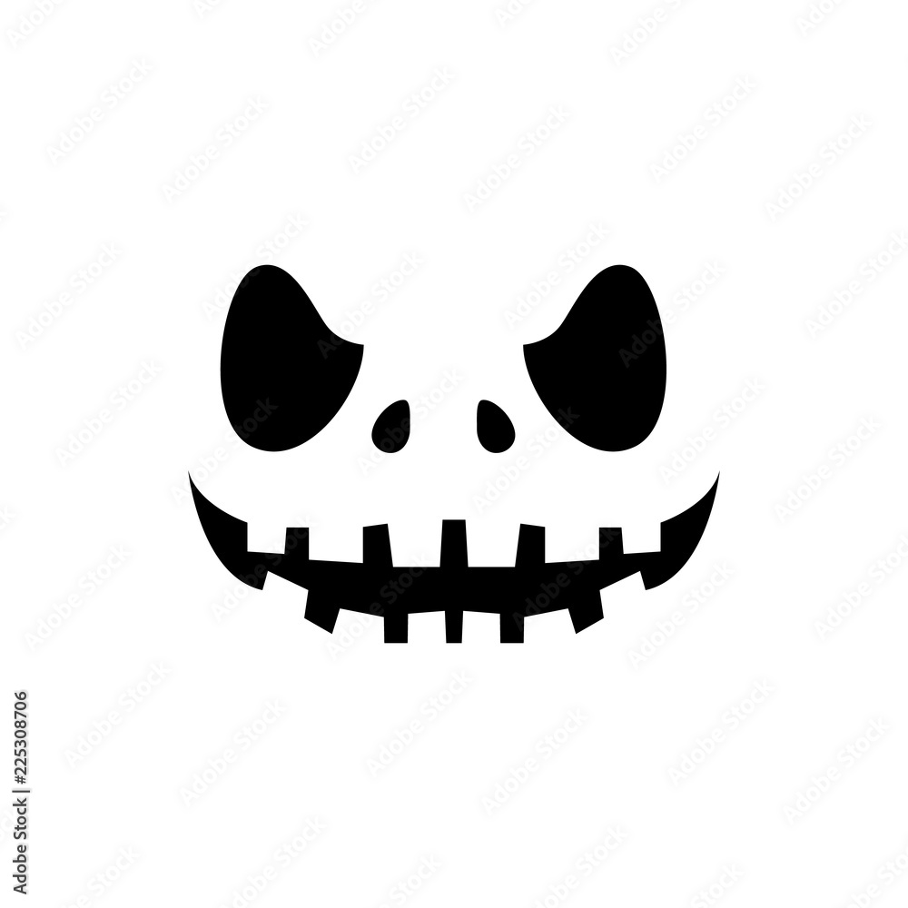 Scary face isolated on white background. Template for Halloween greeting card poster, brochure or flyer. Vector illustration. Scary face isolated on white background. Template for Halloween greeting card poster, brochure or flyer. Vector illustration.