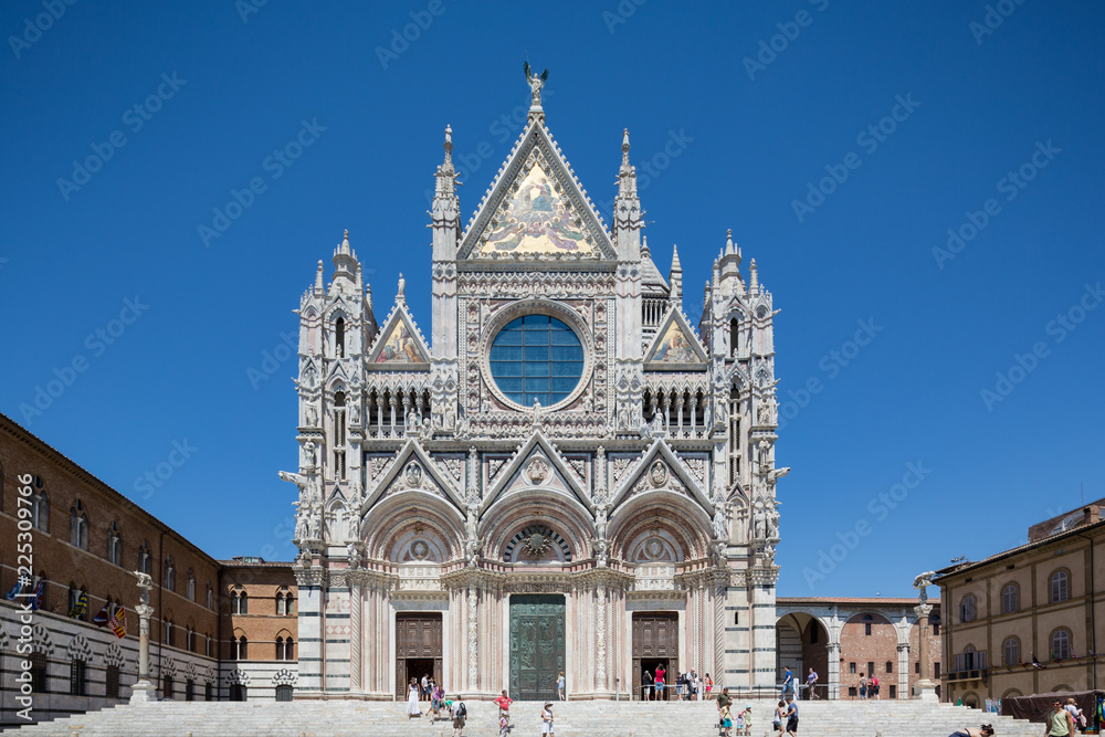 Siena Italy July 1st 2015 : Front view of the magnificent cathedral in Siena, Tuscany